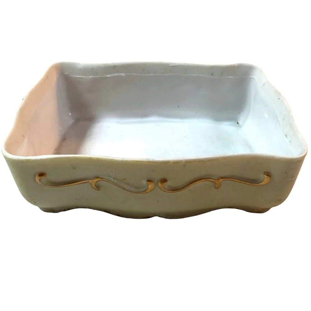 Vintage Porcelain Trinket Box 3D Floral Gold Trim Cream Pink Cottagecore Decor